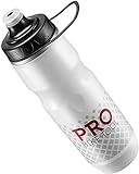 PRO BIKE TOOL Isolierte Fahrrad Trinkflasche, 680 ml Wasserflasche, mit Sport Trageschlaufe, kühlt Getränke länger, weiches Silikon-Mundstück - Weiss