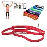 Rubberbanditz CrossFit Pull Up Band. #2 Medium/Red 20-35lb/9-16kg with Free GWP - Resistance. For Assisted Pull Ups Muscle Ups Calisthenics CrossFit Powerlifting Physical Therapy Pilates Stretching Street Workouts Full-Body Functional Fitness Workouts