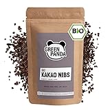 GREEN PANDA® Bio Kakao Nibs aus Premium Kakao Bohnen ohne Zucker | biologisch abbaubarer Beutel | Kakaonibs Bio ideal als Porridge Topping, Müsli Topping oder zum Backen | 250g