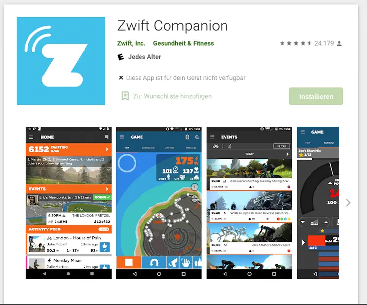 Zwift Companion bei Google Play